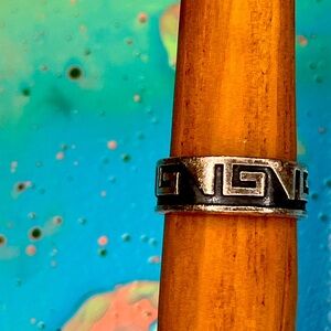 Vintage 925 Mexican Silver Aztec Design Band Ring Size 11